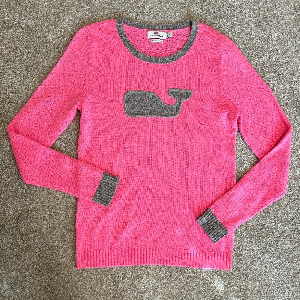 Vineyard Vines Cashmere Blend Whale Sweater in Pink - Size Small